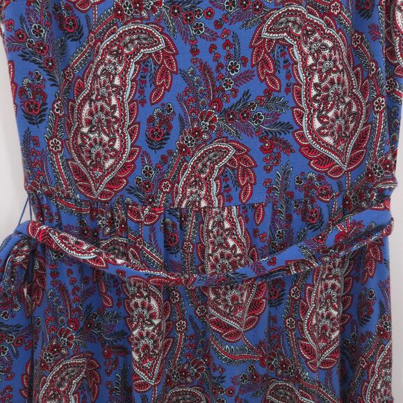 Talbots Paisley Tiered Midi Dress Size Lp stretch knit jersey blue sleeveless - Picture 4 of 9